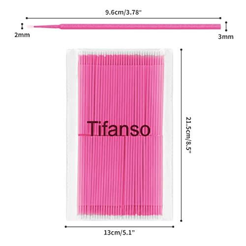 Disposable Micro Cotton Swabs 2mm, 400Pcs for Lash Extensions, Pink
