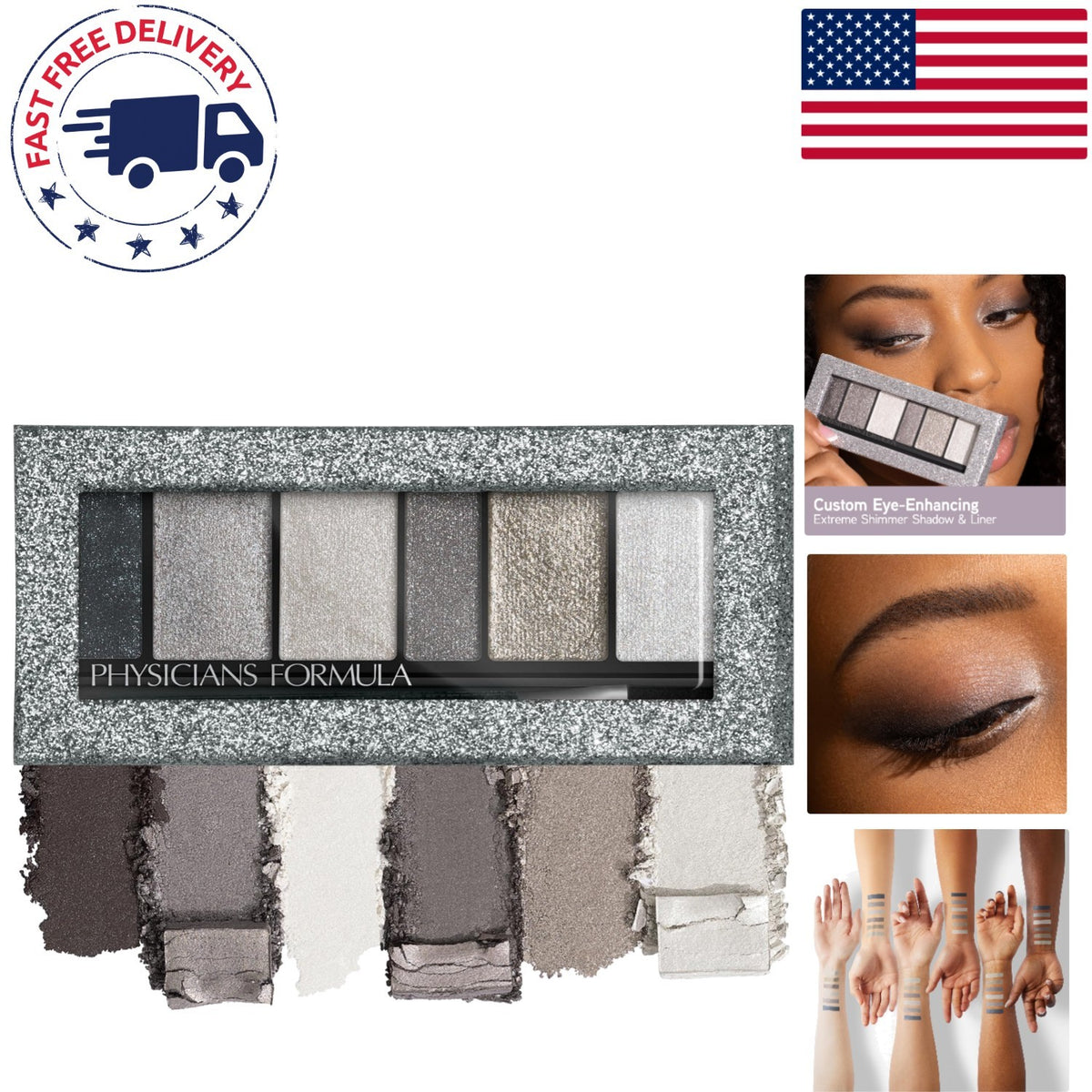 Hypoallergenic Eyeshadow Palette with 6 Shimmer Smoky Shades - Long-Wear Makeup