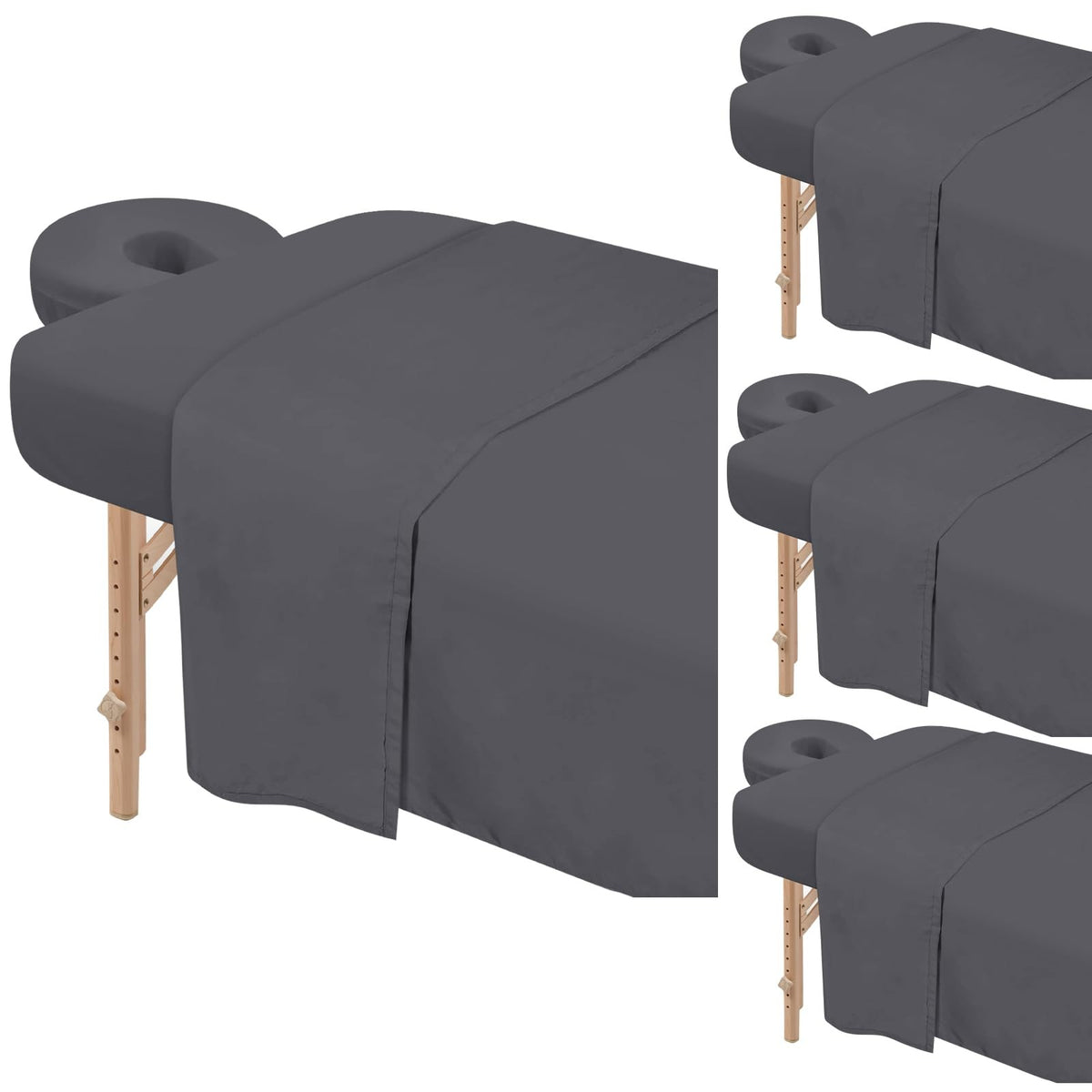 Massage Table Sheets Set 4 Pieces Microfiber Fit for Standard Tables - Gray
