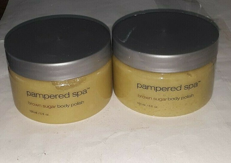 2 jar lot PAMPERED SPA BROWN SUGAR BODY POLISH unsealed