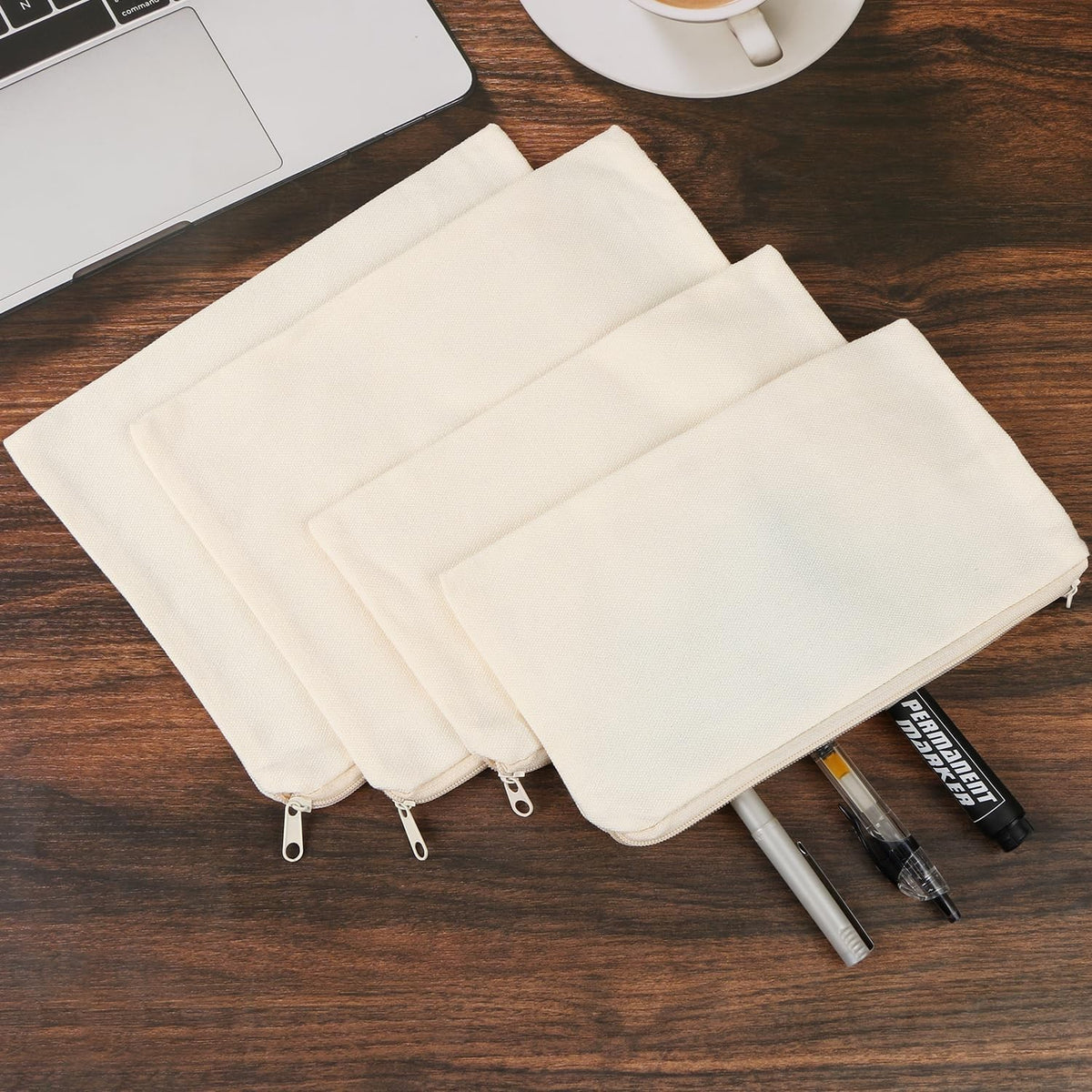 8PCS Canvas Cosmetic Bags Set - DIY Craft & Multipurpose Makeup Pouches