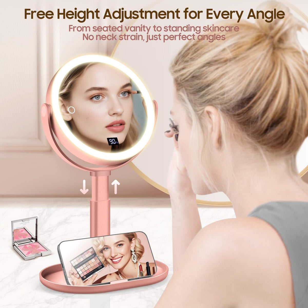 Lighting Magnifying Makeup Mirror with Touch Control 30X/1X for Desk & Travel