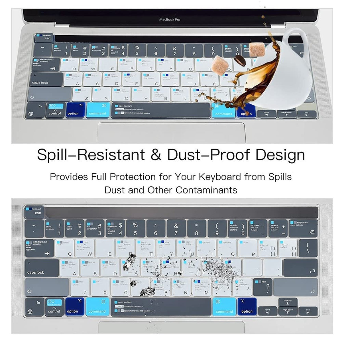 MacBook Pro 13 Keyboard Cover Skin with Shortcuts for 2024 M2 & M1 Models