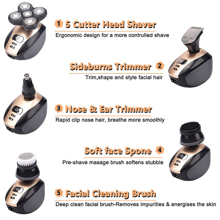 5D Rotary Electric Shaver - 5-in-1 Grooming Kit