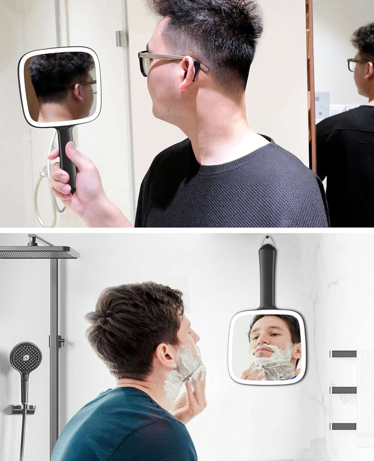Lighted Hand Mirror with Dimmable 3 Light Colors - Portable & Lightweight