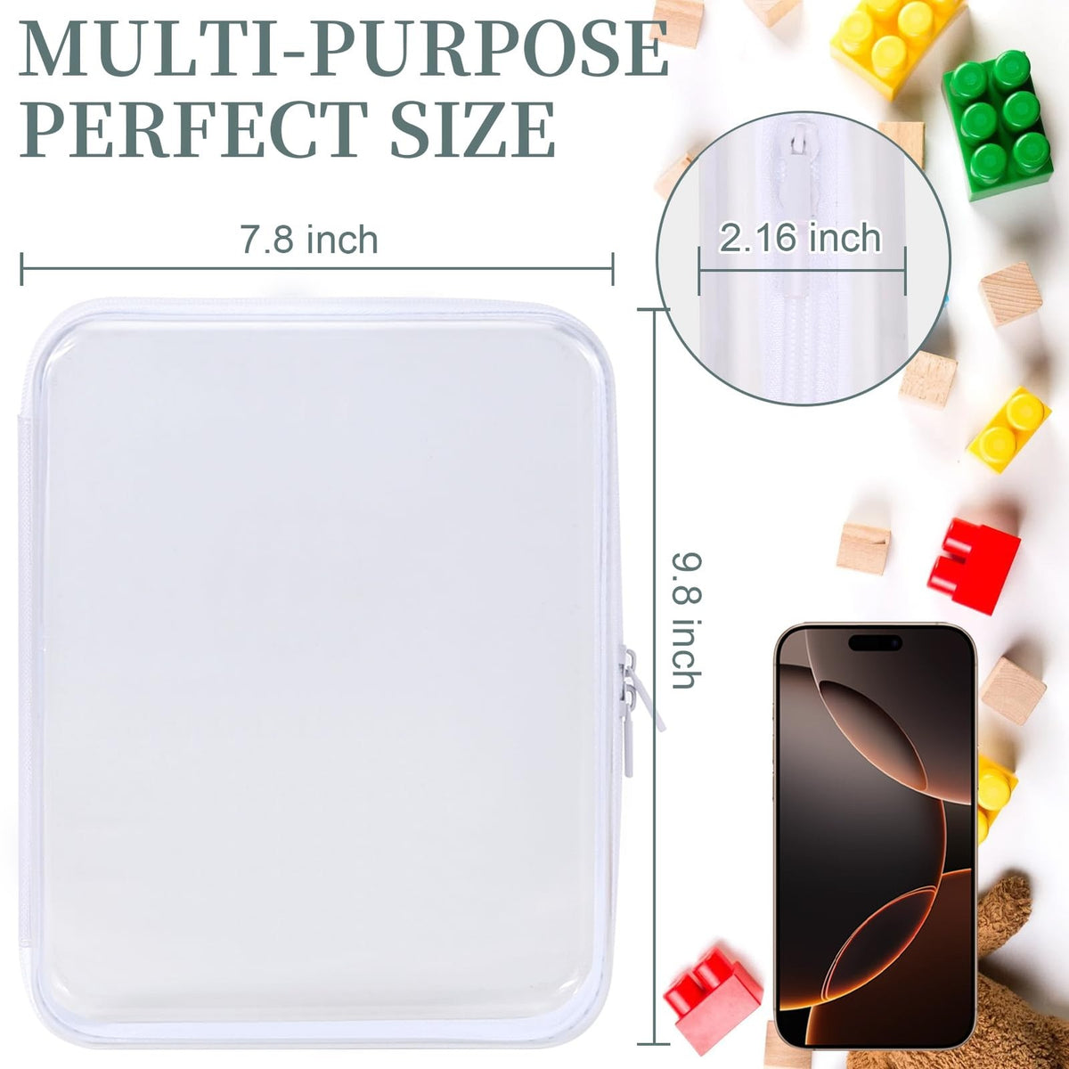 3 Pack Waterproof Clear Hard Shell Zipper Pouches for Makeup & Travel