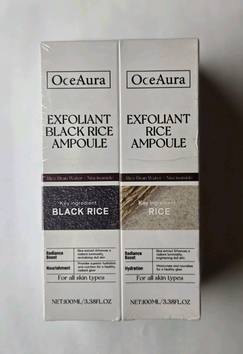 OceAura 2 Pack Exfoliant Black Rice Ampoule & 3.38oz Each