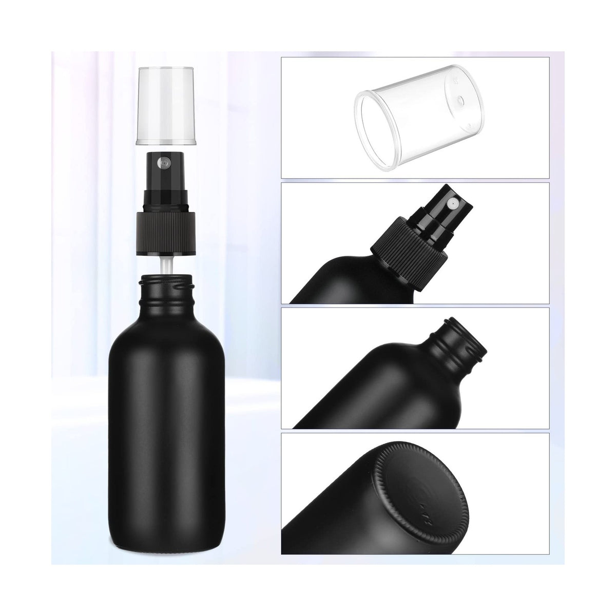 4 Oz Glass Spray Bottles Set - 50 Pack Fine Mist Refillable with Droppers & Funnels
