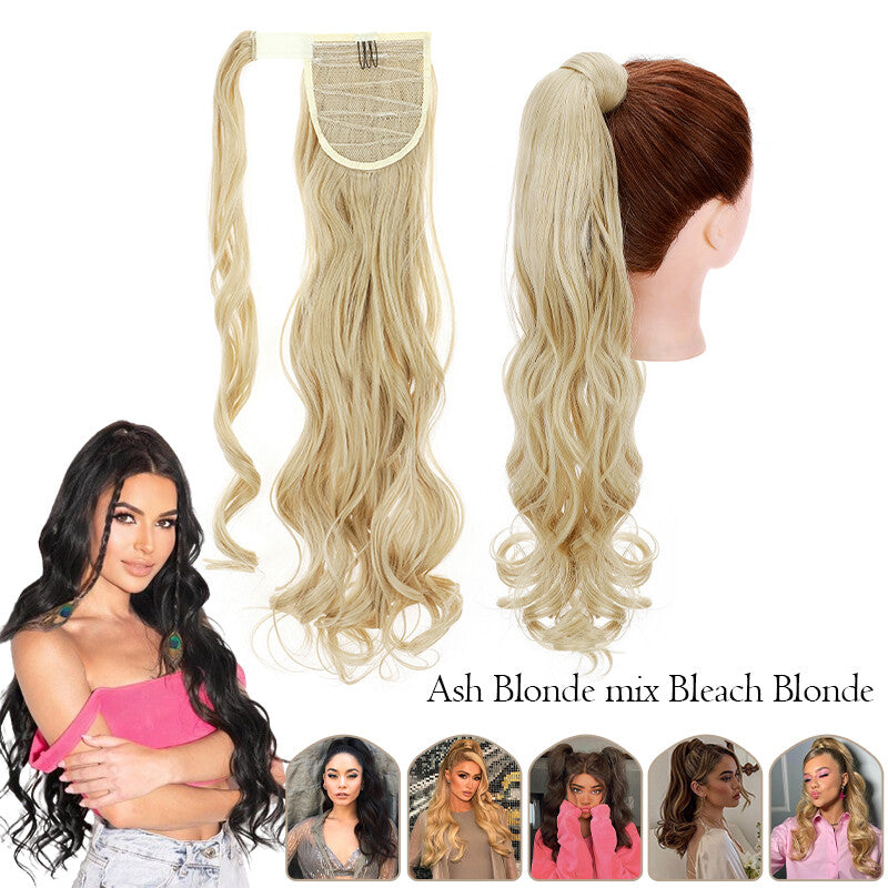 Mega Thick Wrap-On Ponytail Extensions - Natural Human Hair, Curly Wavy Straight