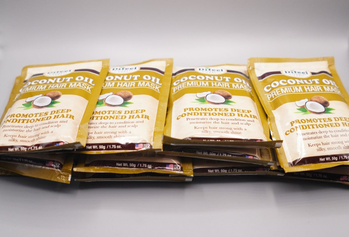 Coconut Oil Hair Mask Pack - Deep Conditioning & Moisturizing for Strong, Shiny Hair - 12 Pouches
