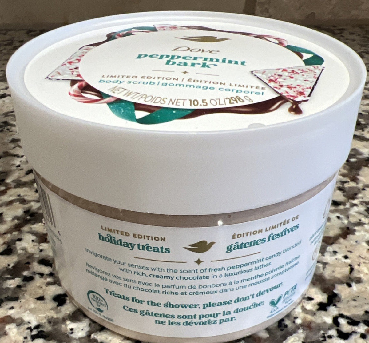 New Set Dove Limited Edition Peppermint Bark Body Scrub 10.5 Oz Hand