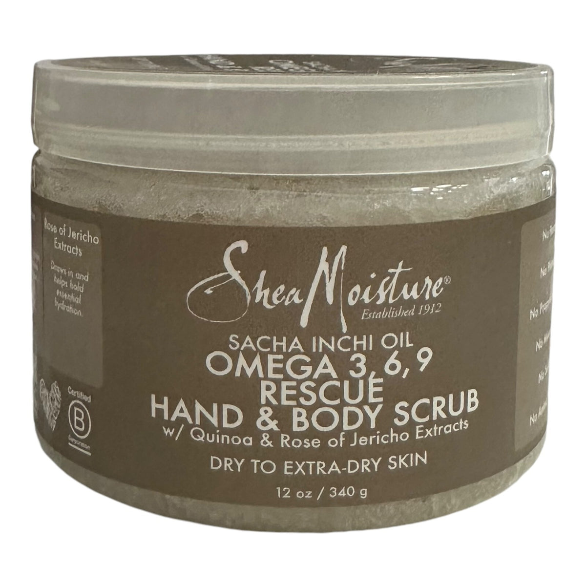 Shea Moisture Sacha Inchi Oil Omega 3,6,9 Rescue Hand & Body Scrub 12