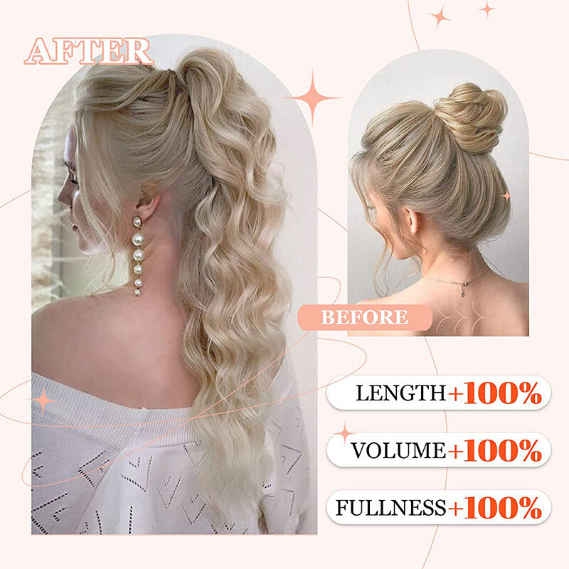Real Wavy Claw Clip-In Ponytail Hair Extension Extra Thick Synthetic Hair