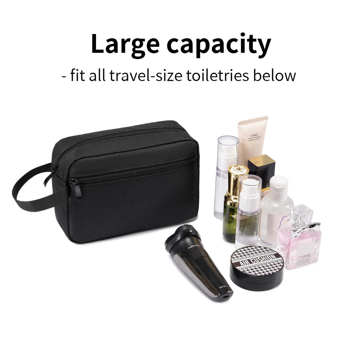 Travel Toiletry Bag with Hanging Hook Waterproof Cosmetic Organizer - Small Black