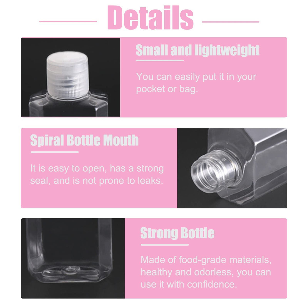 40 Pack 2 Oz Refillable Plastic Travel Bottles with Flip Cap - BPA Free, Clear