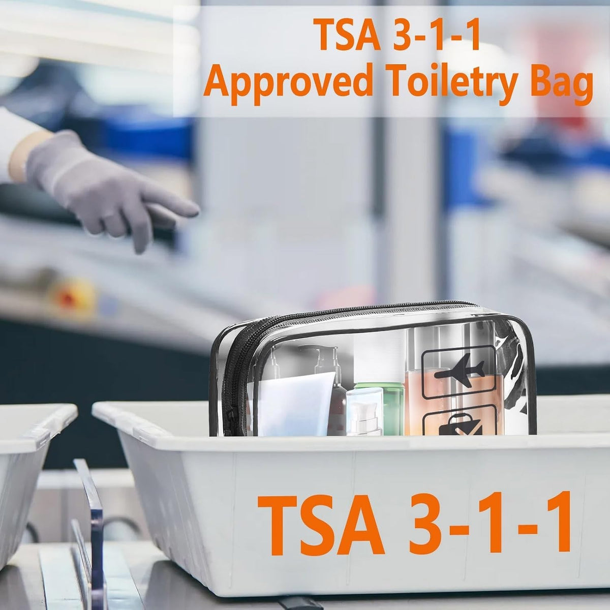 TSA Compliant Clear Travel Bags 3-Pack for Makeup & Toiletries