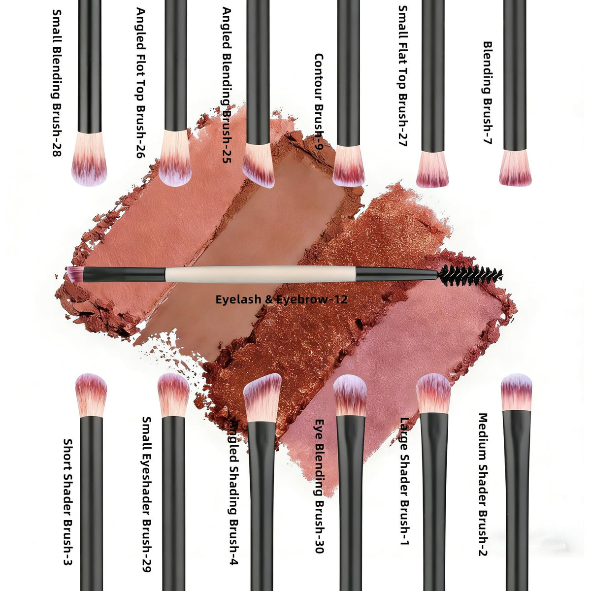 13-Piece Professional Eye Makeup Brush Set for Eyeshadow, Concealer & Eyeliner