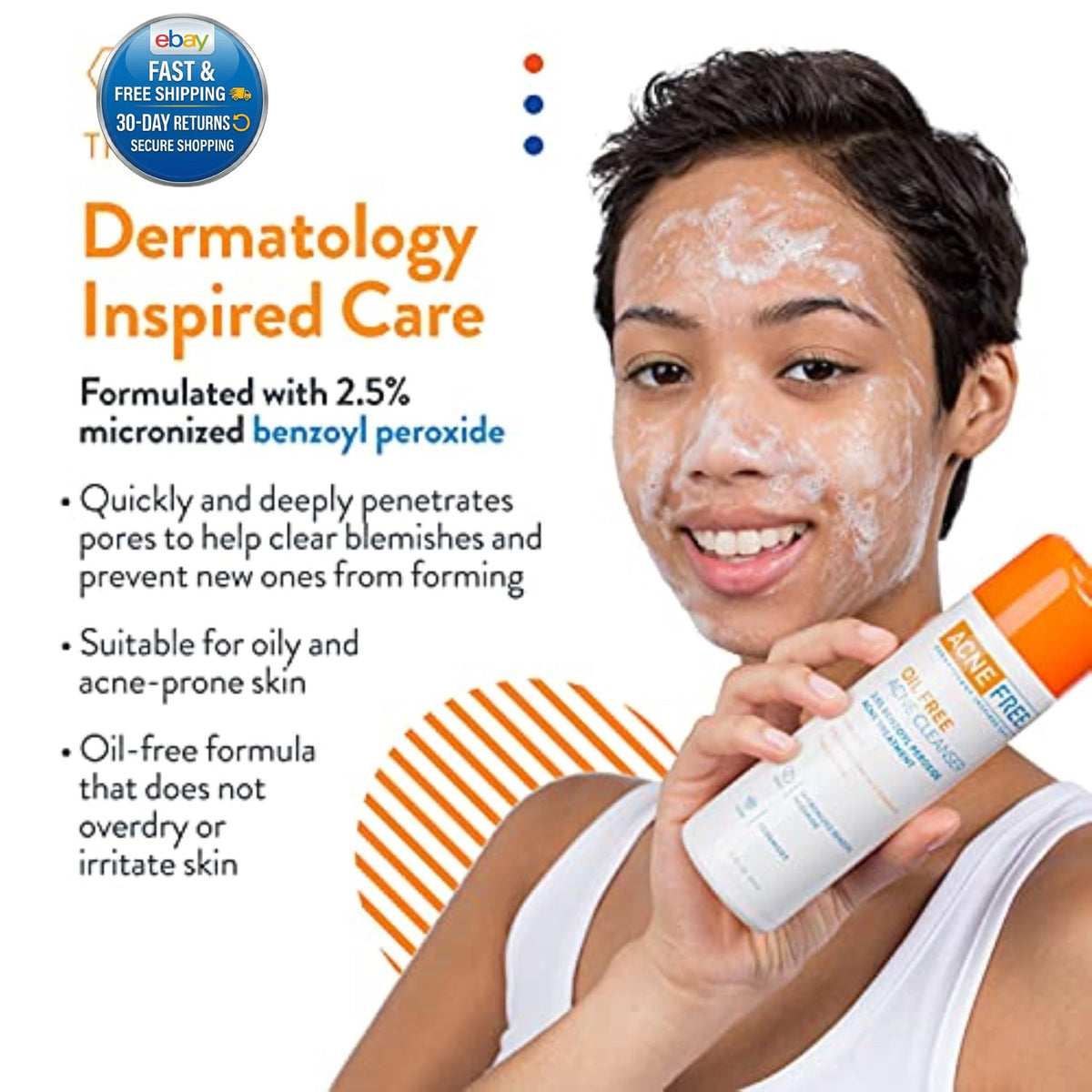 Oil-Free Acne Cleanser with Benzoyl Peroxide & Glycolic Acid - 8 Fl Oz