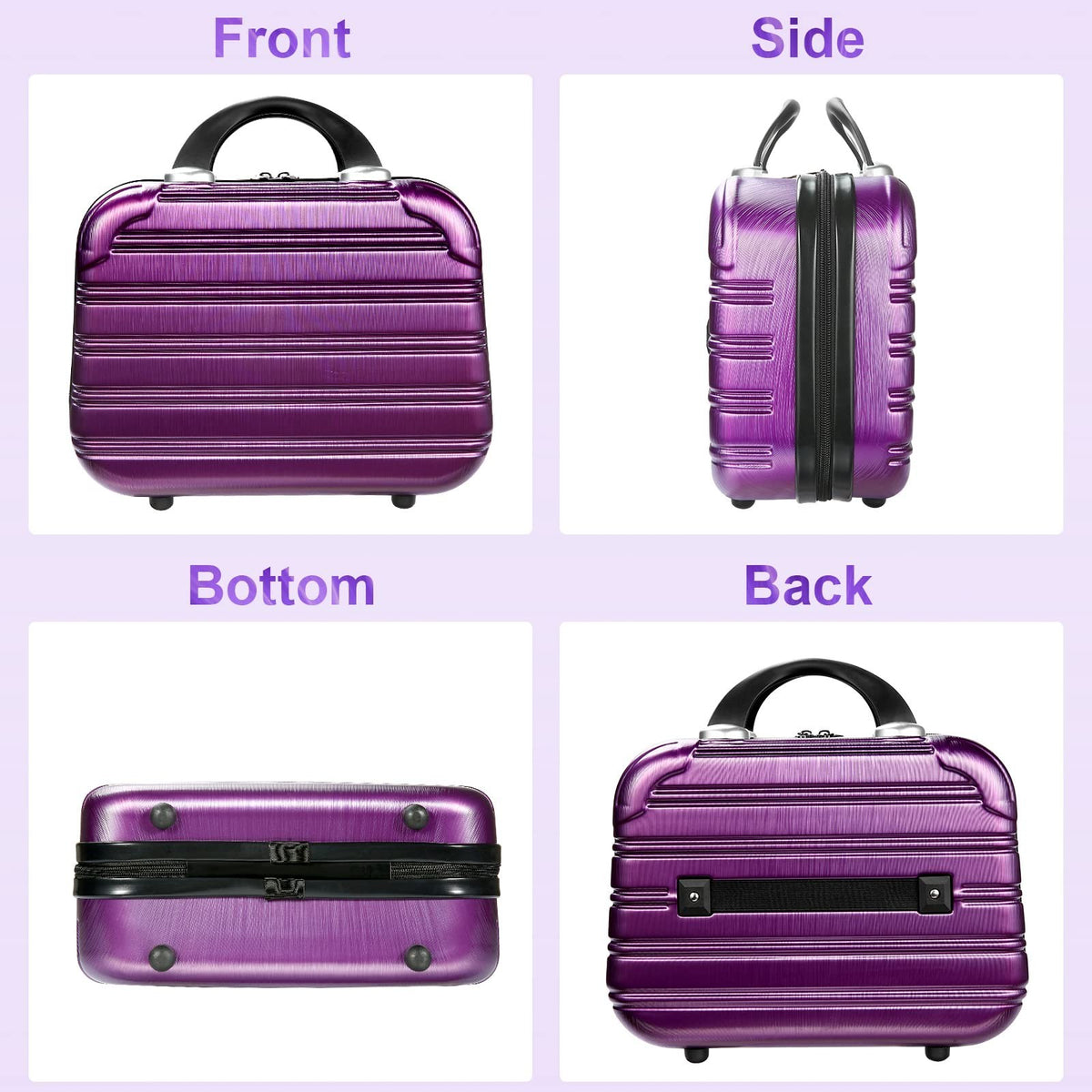 14-Inch Hard Shell Makeup Train Case - Portable Cosmetic & Toiletry Organizer
