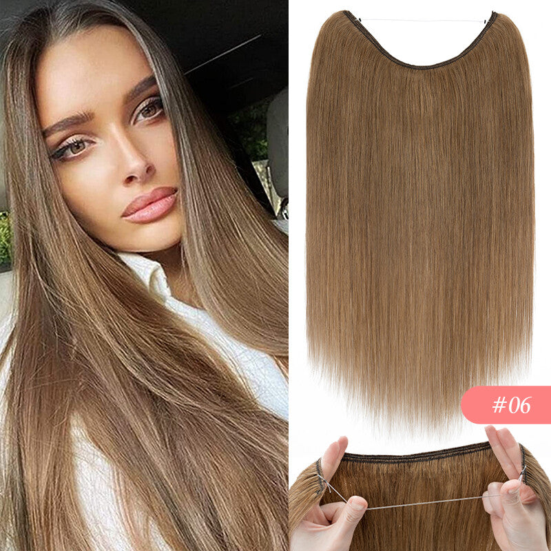 Thick Clip-In Remy Human Hair Extensions Headband Hairpiece & Ring