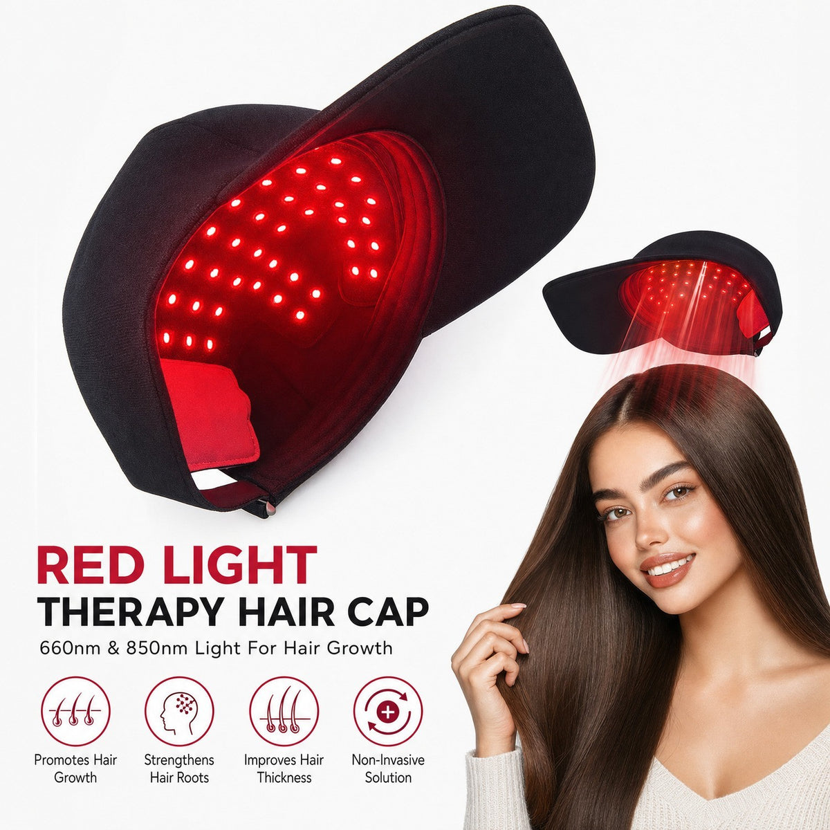 Red Light Therapy Hair Loss Treatment Cap – 660nm LED