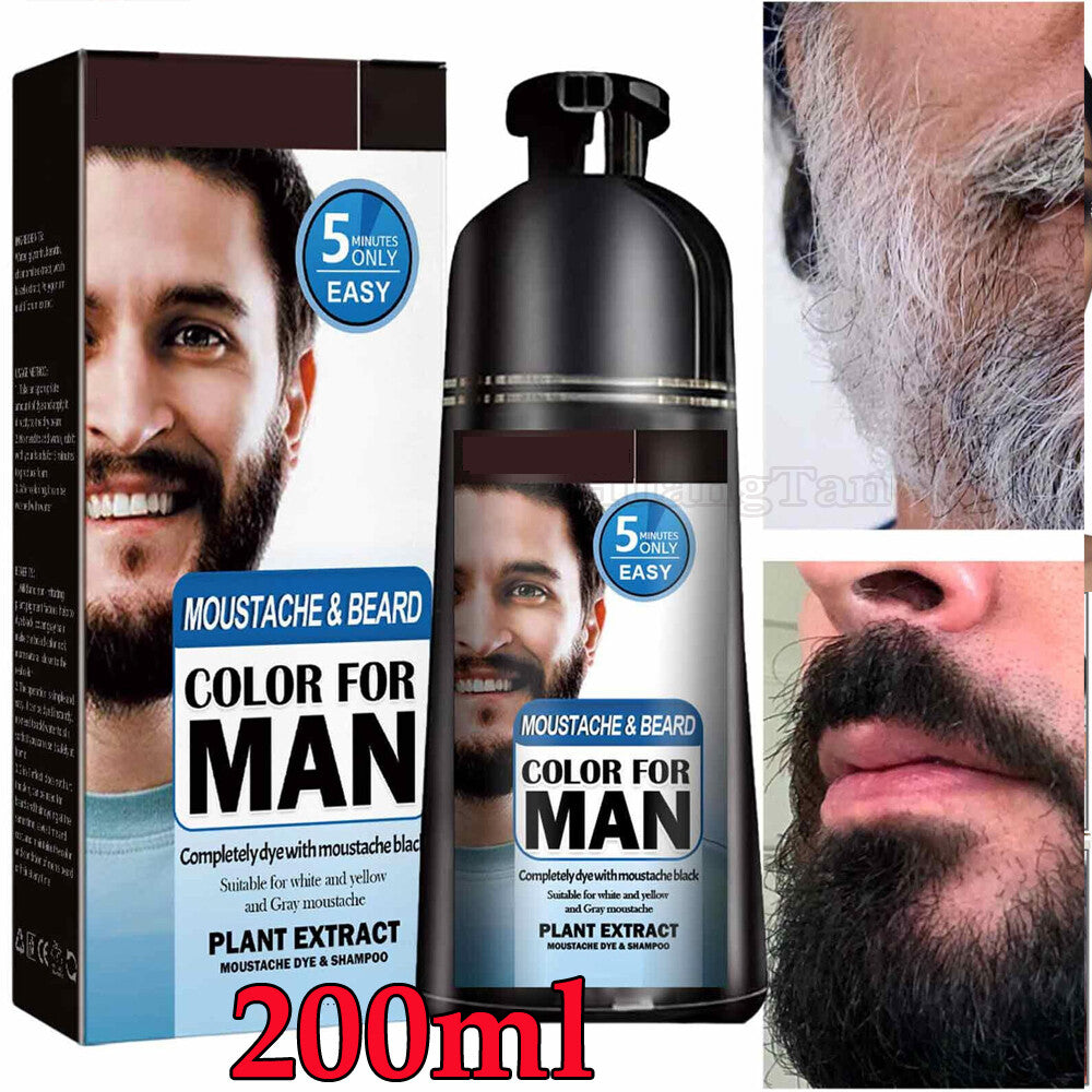 Beard & Mustache Hair Color Shampoo - Black, 200ml