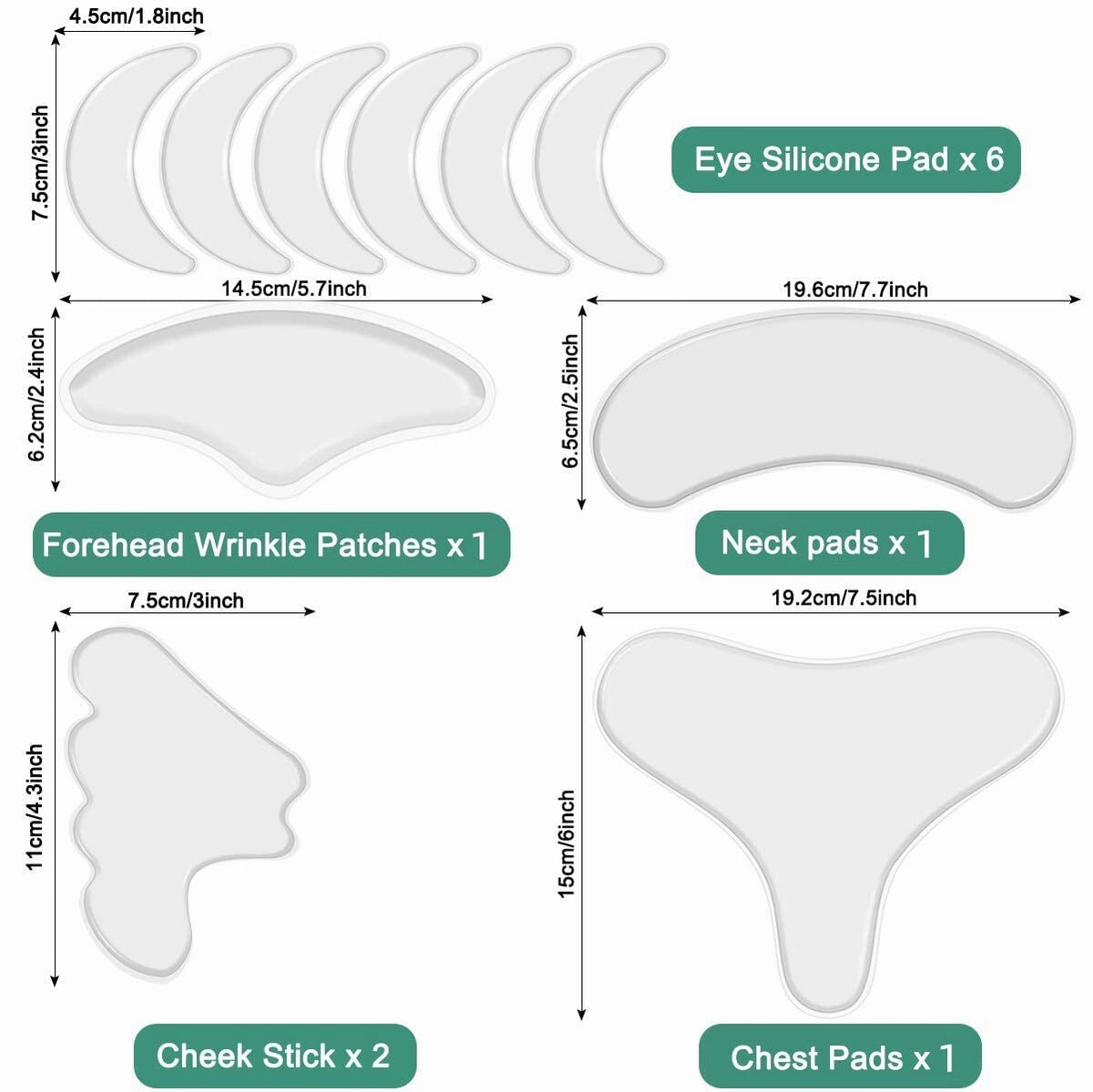 Chest Wrinkle Patches Set of 11 - Facial and Neck Wrinkle Remover Strips