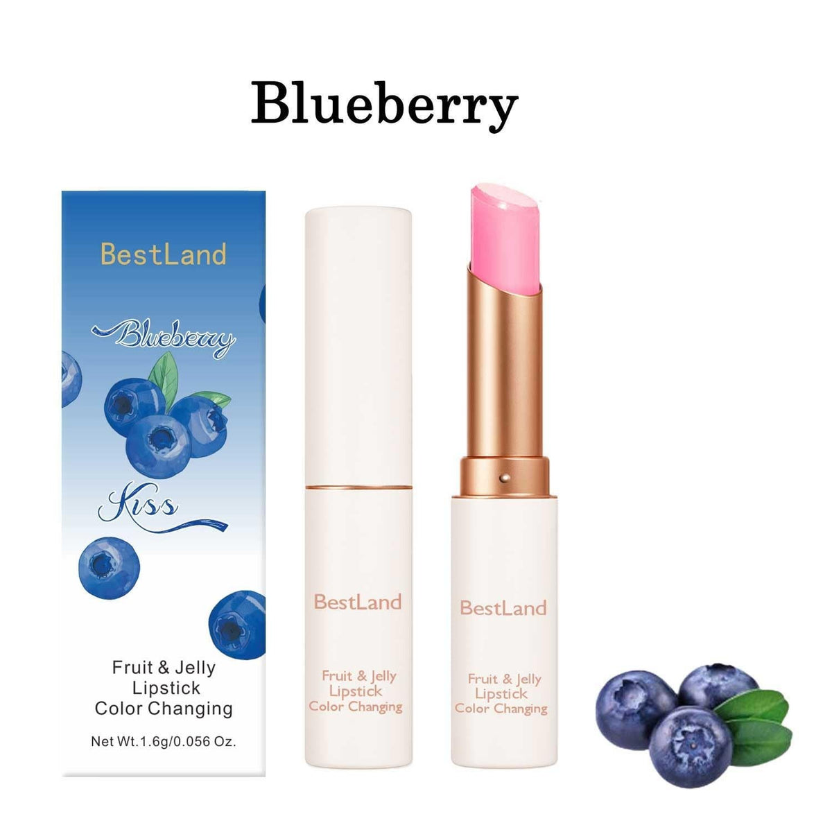 Color Changing Lipstick Set with Avocado, Grape & Blueberry Jelly Lip Balms
