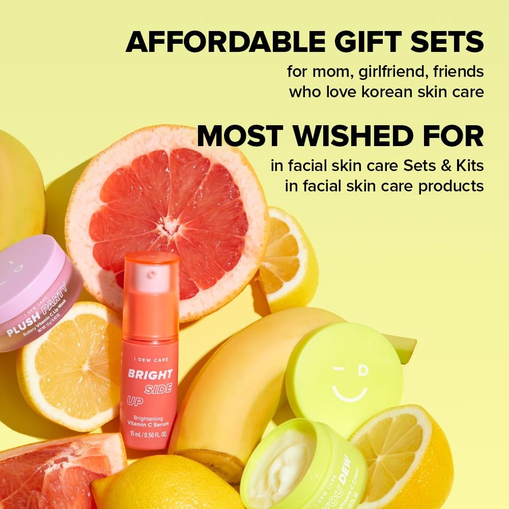 Vitamin C Brightening Skincare Set with Serum, Moisturizer & Lip Mask - Travel Size, Radiance Boost