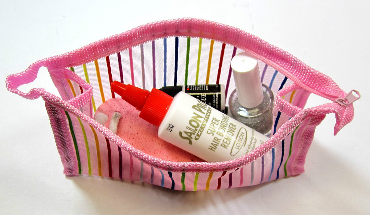 Mesh Cosmetic Bag Purse with Zipper Multiple Colors 7x4x2 Inches
