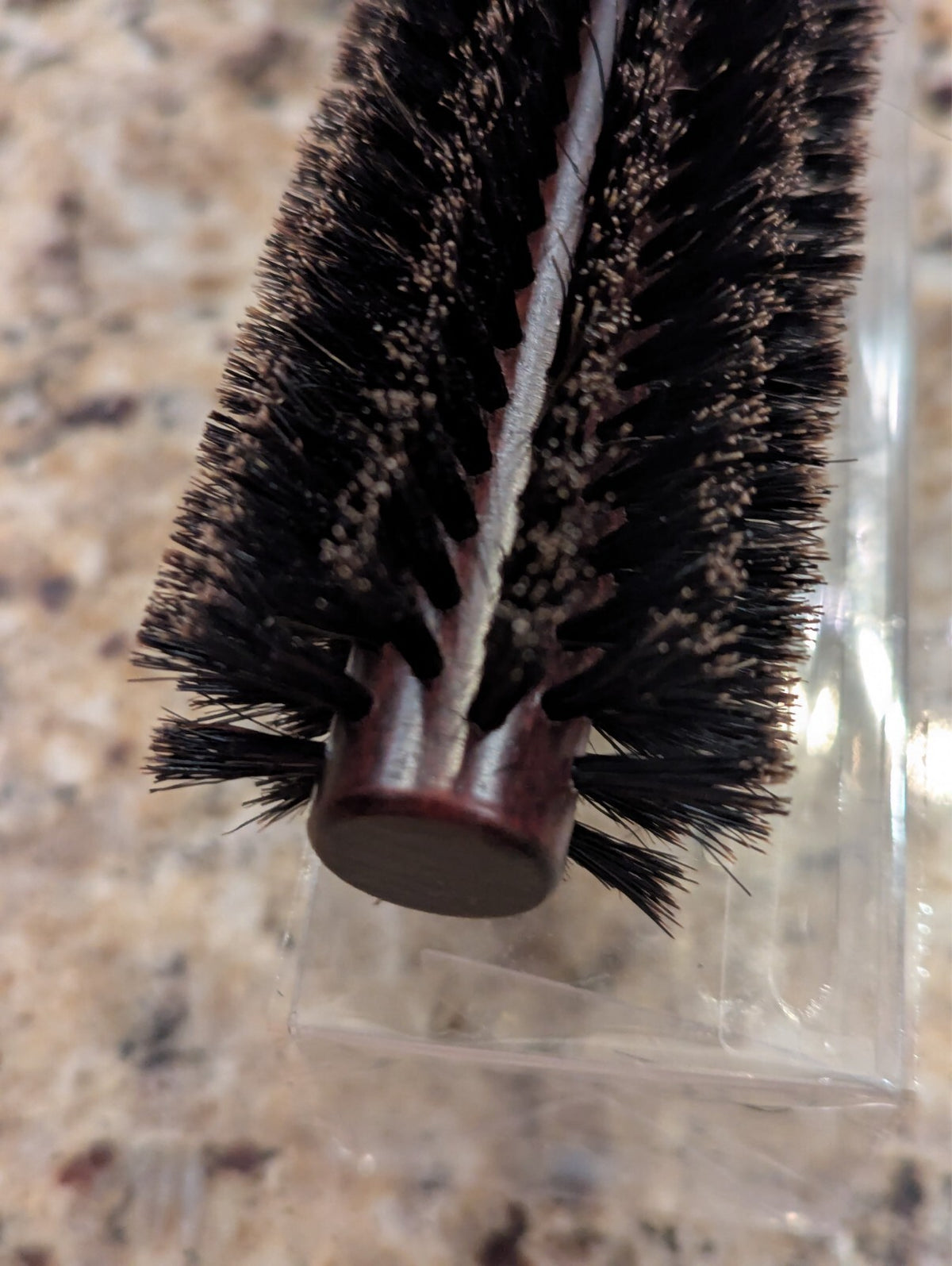 Round Boar Bristle Hair Brush 1.8 Inch for Blow Drying Natural Wooden Handle