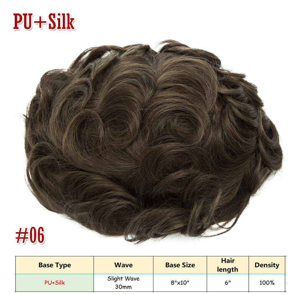 Men's Human Hair Toupee V Loop Hair Replacement System - Natural Look