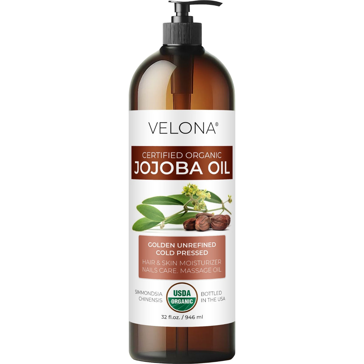 Organic Jojoba Oil 2 Fl Oz - USDA Certified, Cold Pressed, Natural Skin & Hair Care