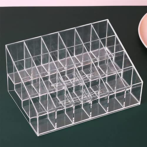 Acrylic Lipstick Holder Makeup Organizer with 24 Slots - Transparent