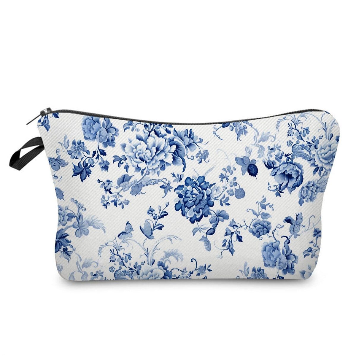 Blue and White Porcelain Cosmetic Bag for Women Small Makeup Organizer Pouch
