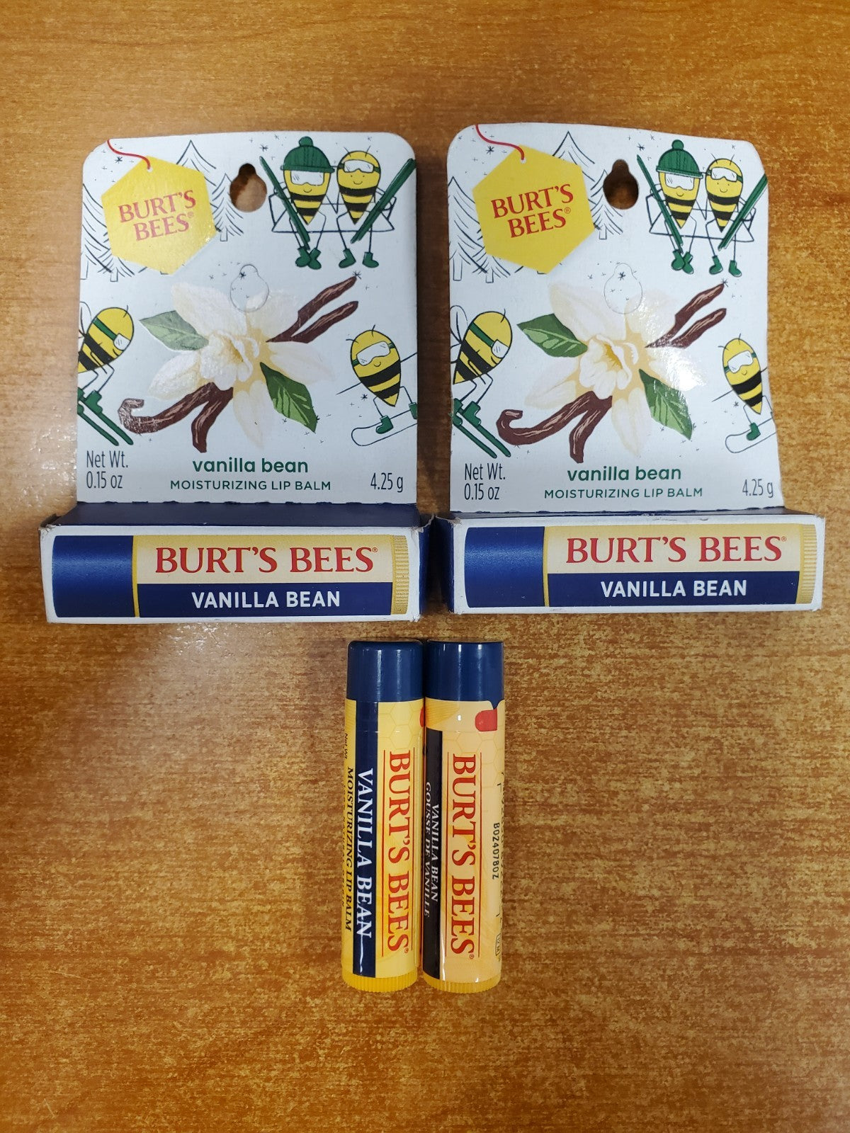 Moisturizing Lip Balm Pack - Vanilla Bean, 4 Tubes, Nourishing & Natural