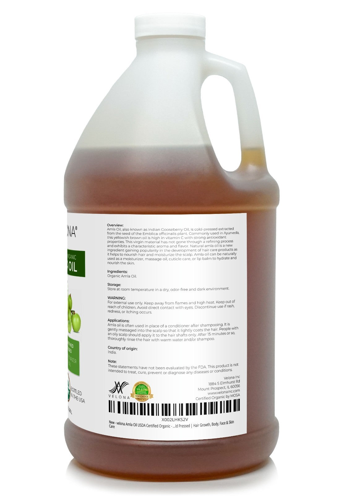 Organic Amla Oil - USDA Certified Cold Pressed Hair & Skin Oil