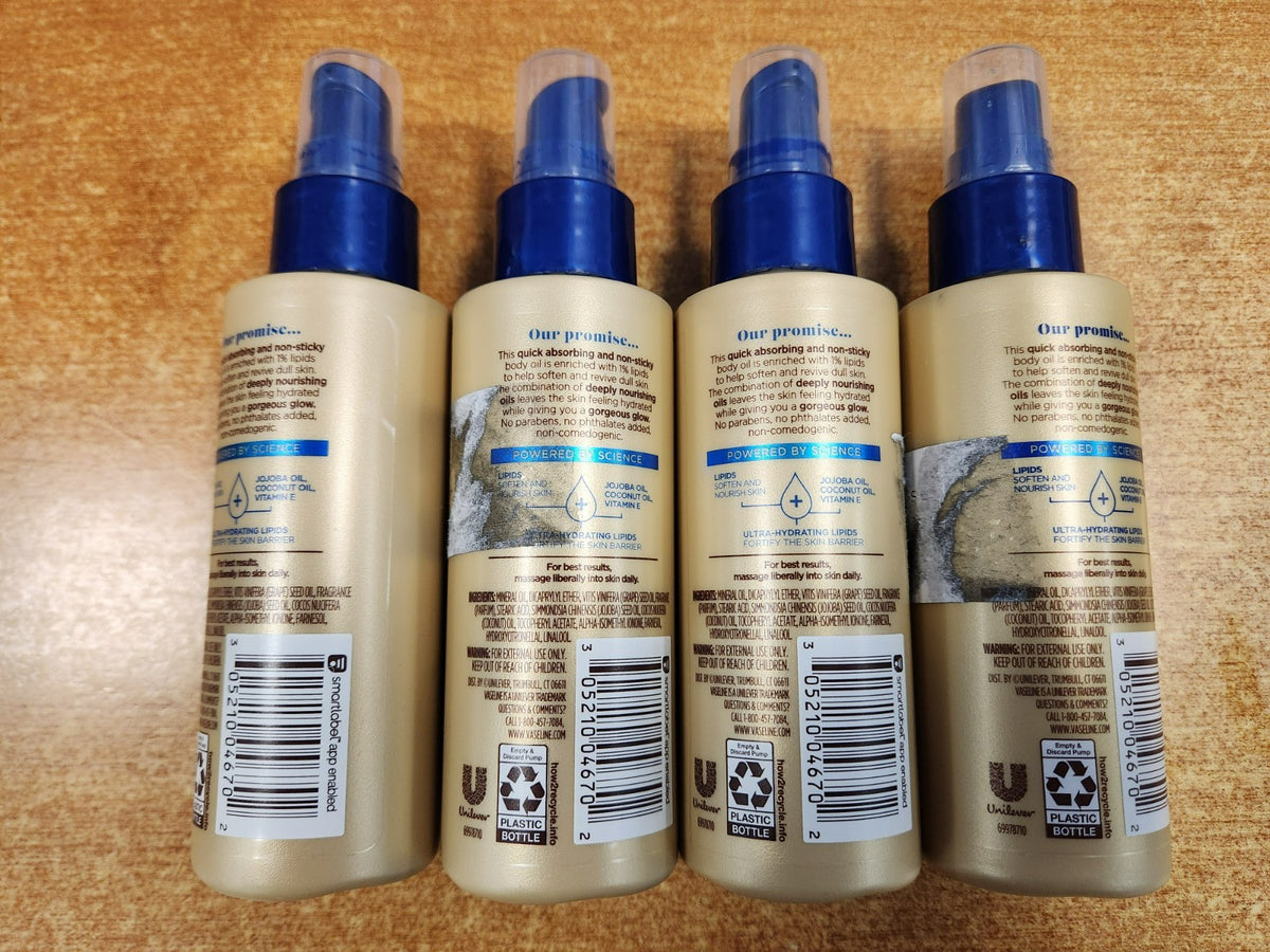 Vaseline Radiant X Replenishing Hydrating Body Oil, 3.7 oz (4-Pack)