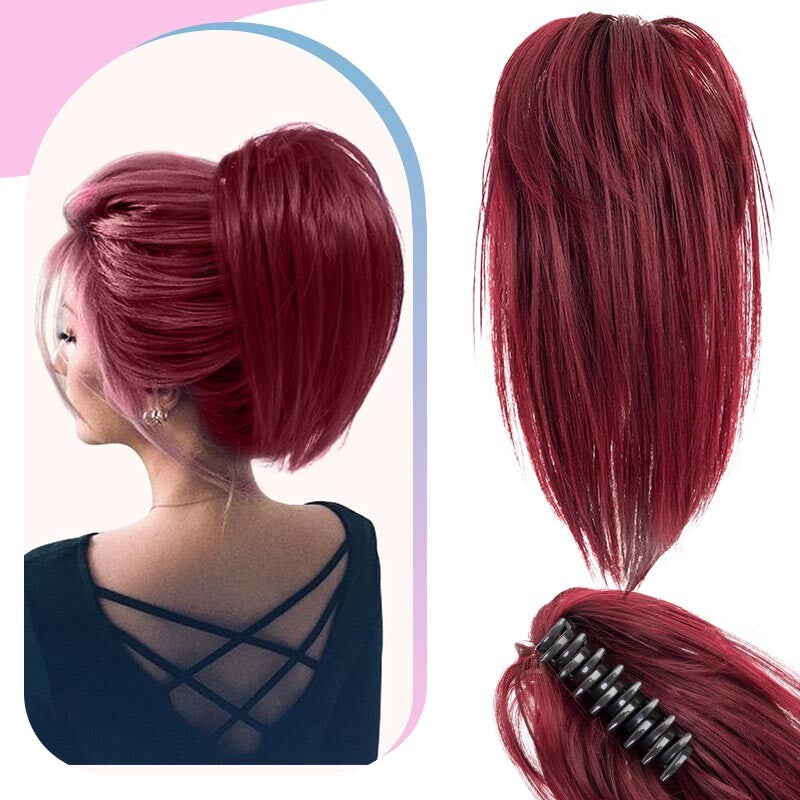 Natural Clip-On Messy Bun Hair Piece Claw Clip Hair Extension for Weddings