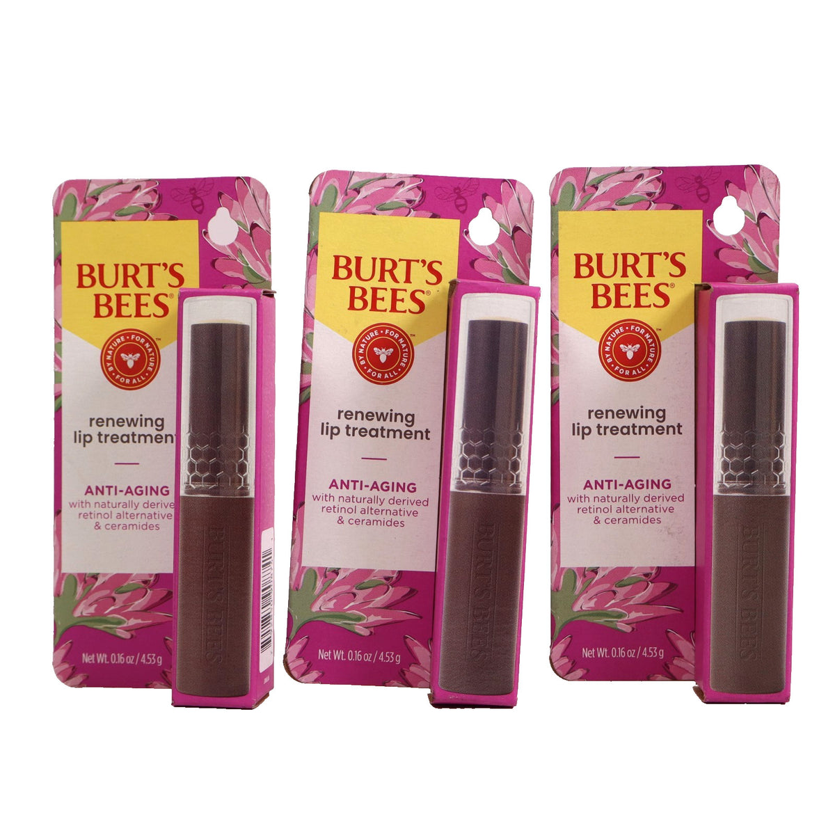 3 Pack Burt’s Bees Lip Treatment with Ceramides - Nourishing Natural Lip Care