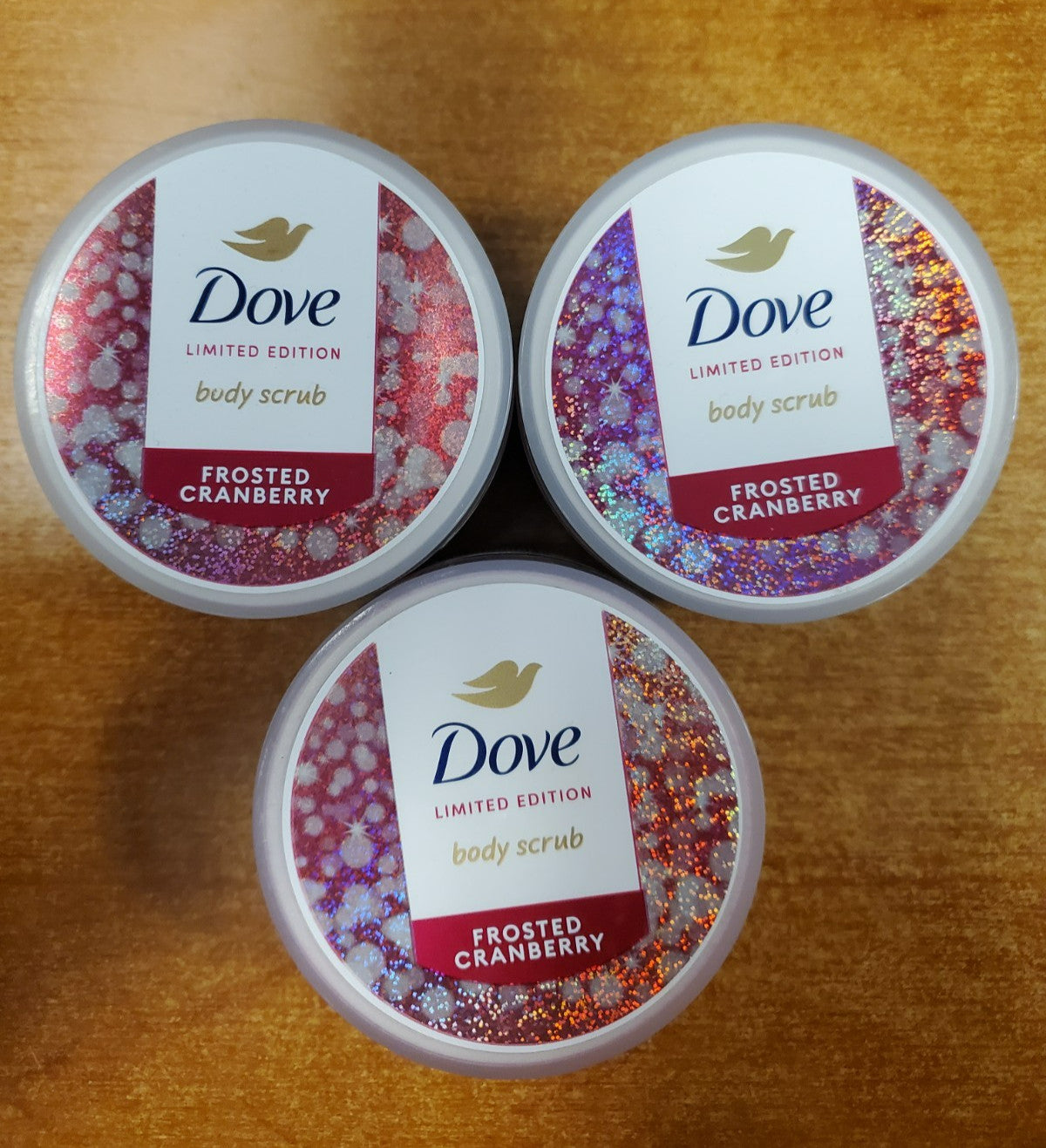 3 Pack: Dove LIMITED EDITION Body Scrub Frosted Cranberry 3.5 oz. ea