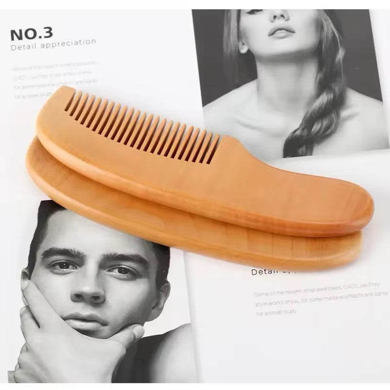 Men's Wooden Beard & Mustache Comb Set - Anti-Static Pocket Travel 2 Pack