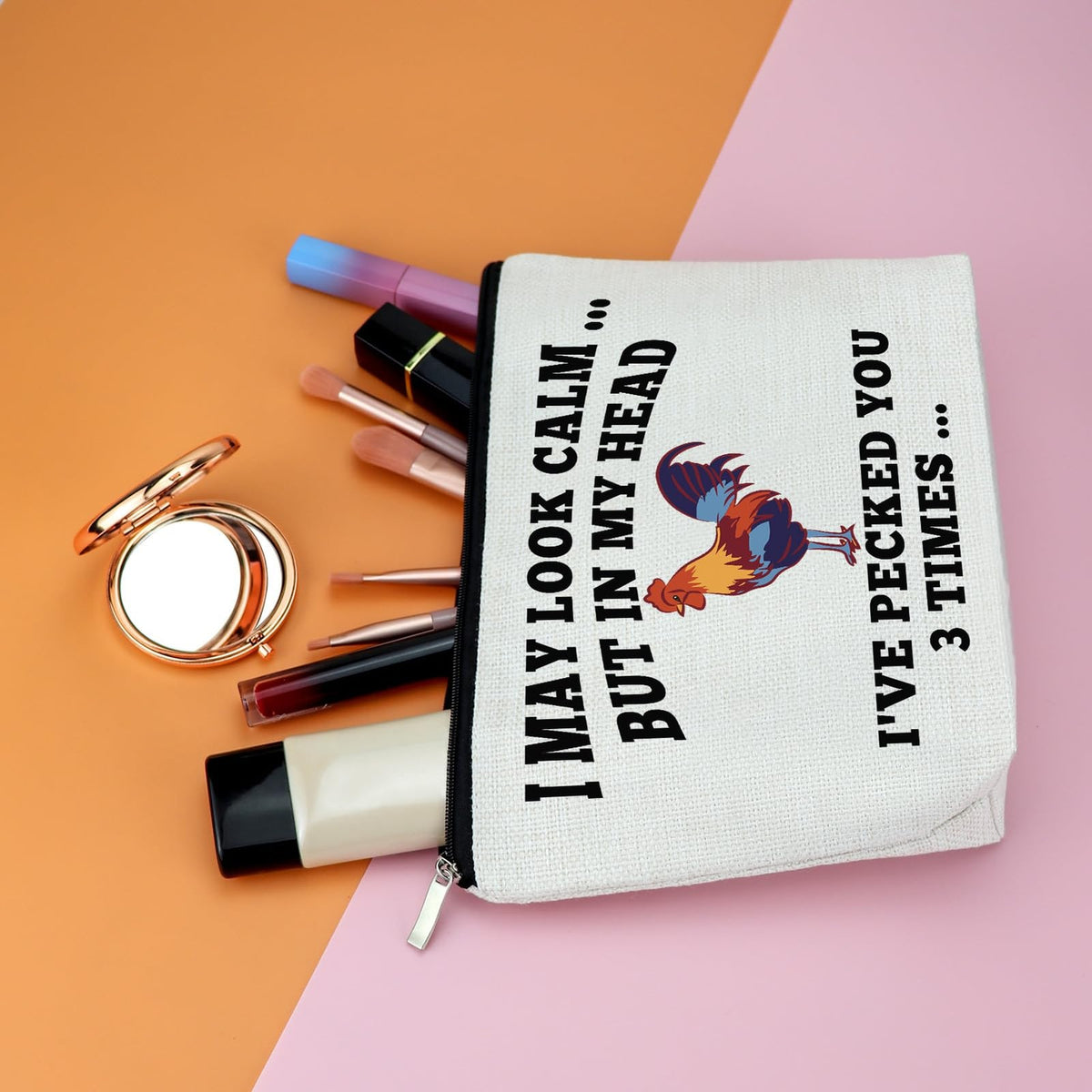 Funny Chicken Lover Makeup Bag - Women’s Cosmetic Travel Organizer 10x7 Inches