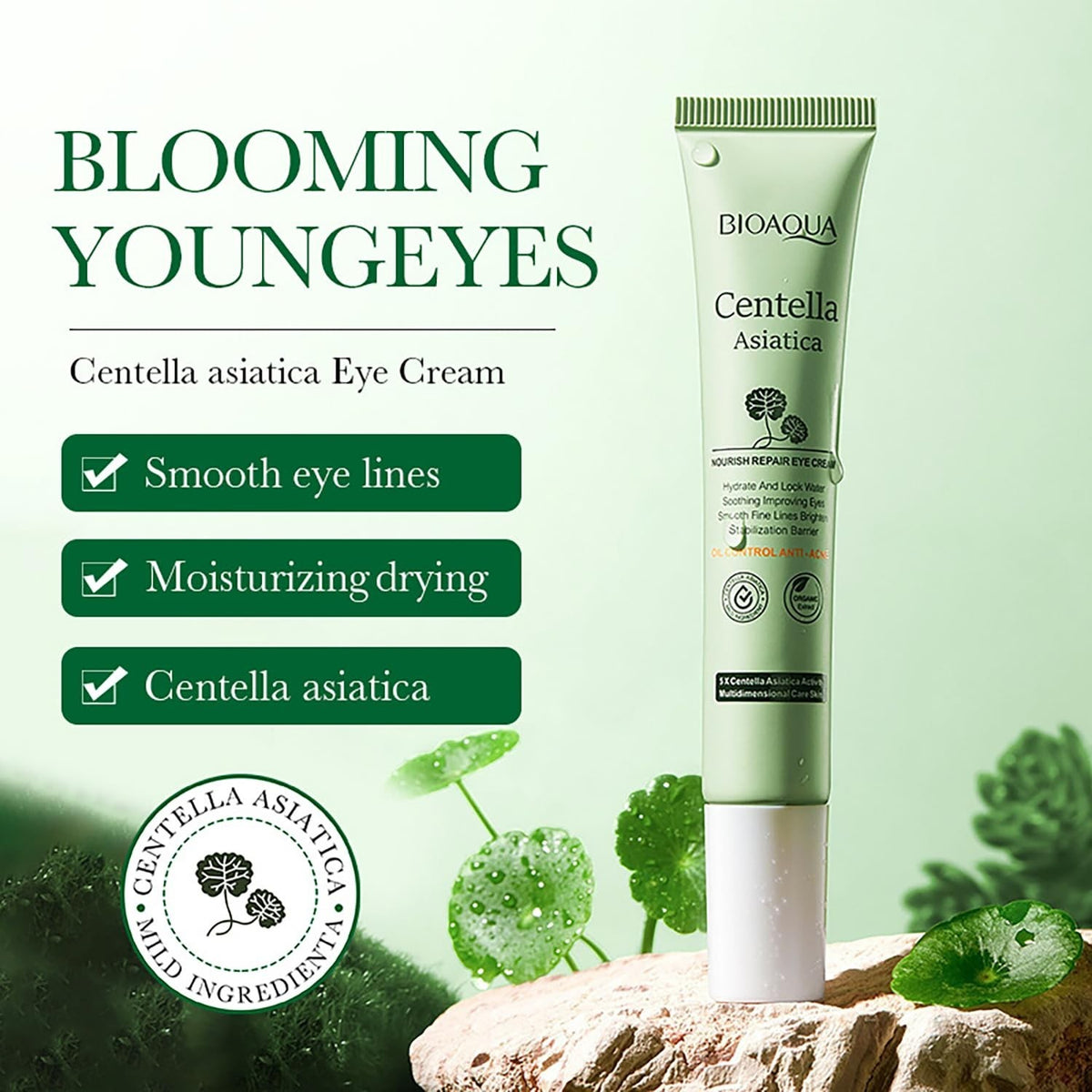 BIOAQUA Centella Asiatica Eye Cream with Soothing Oil Control 20g