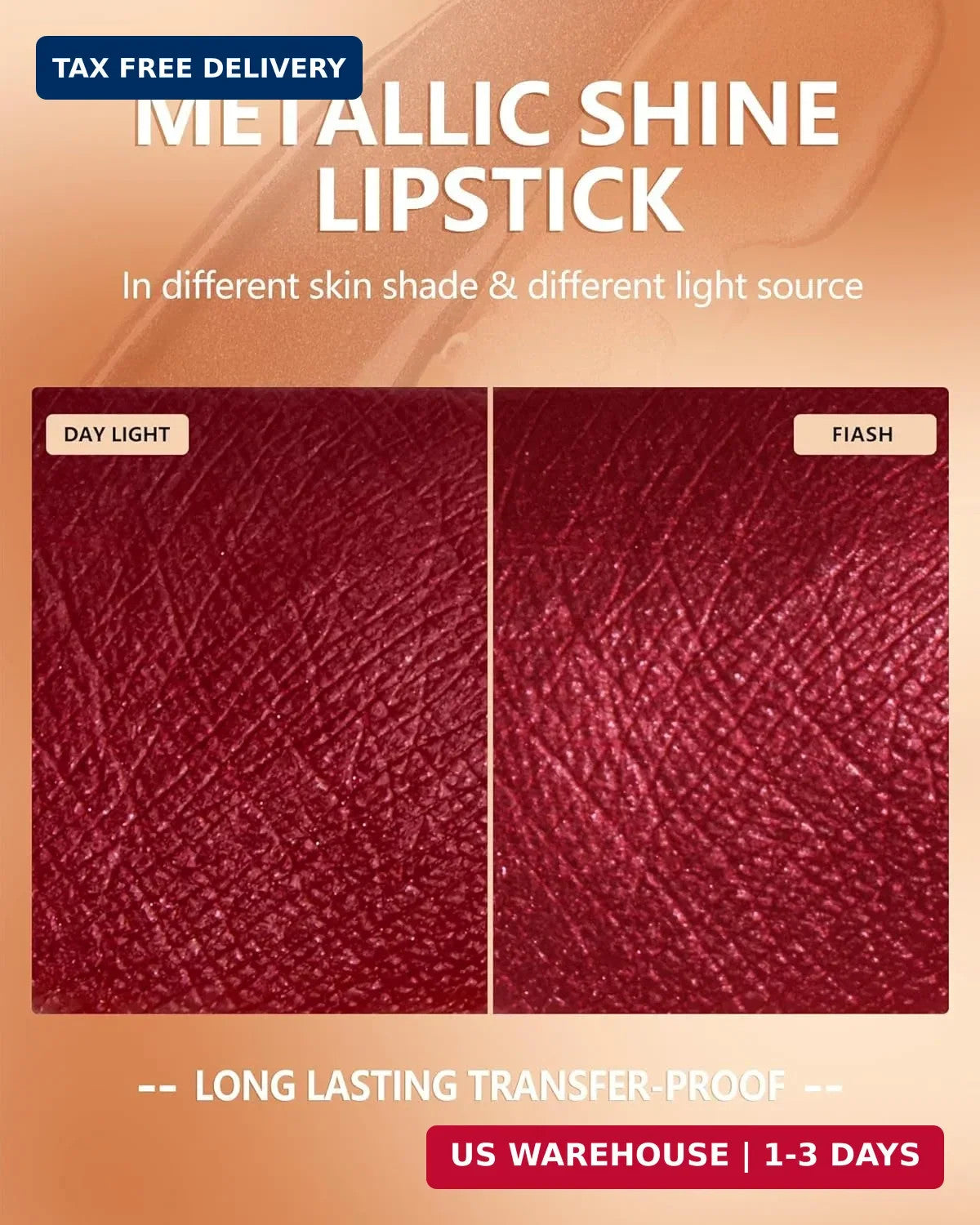 Long-Lasting Metallic Lipstick for Women - Glitter & Hydrating Formula