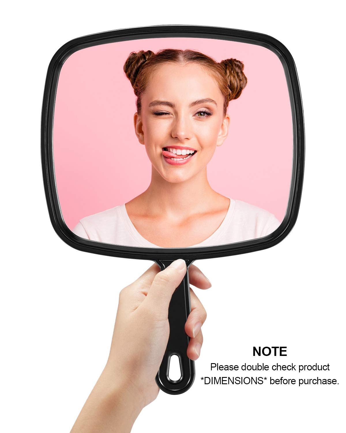 Extra Large Black Handheld Mirror with Handle for Salon and Hairdressing