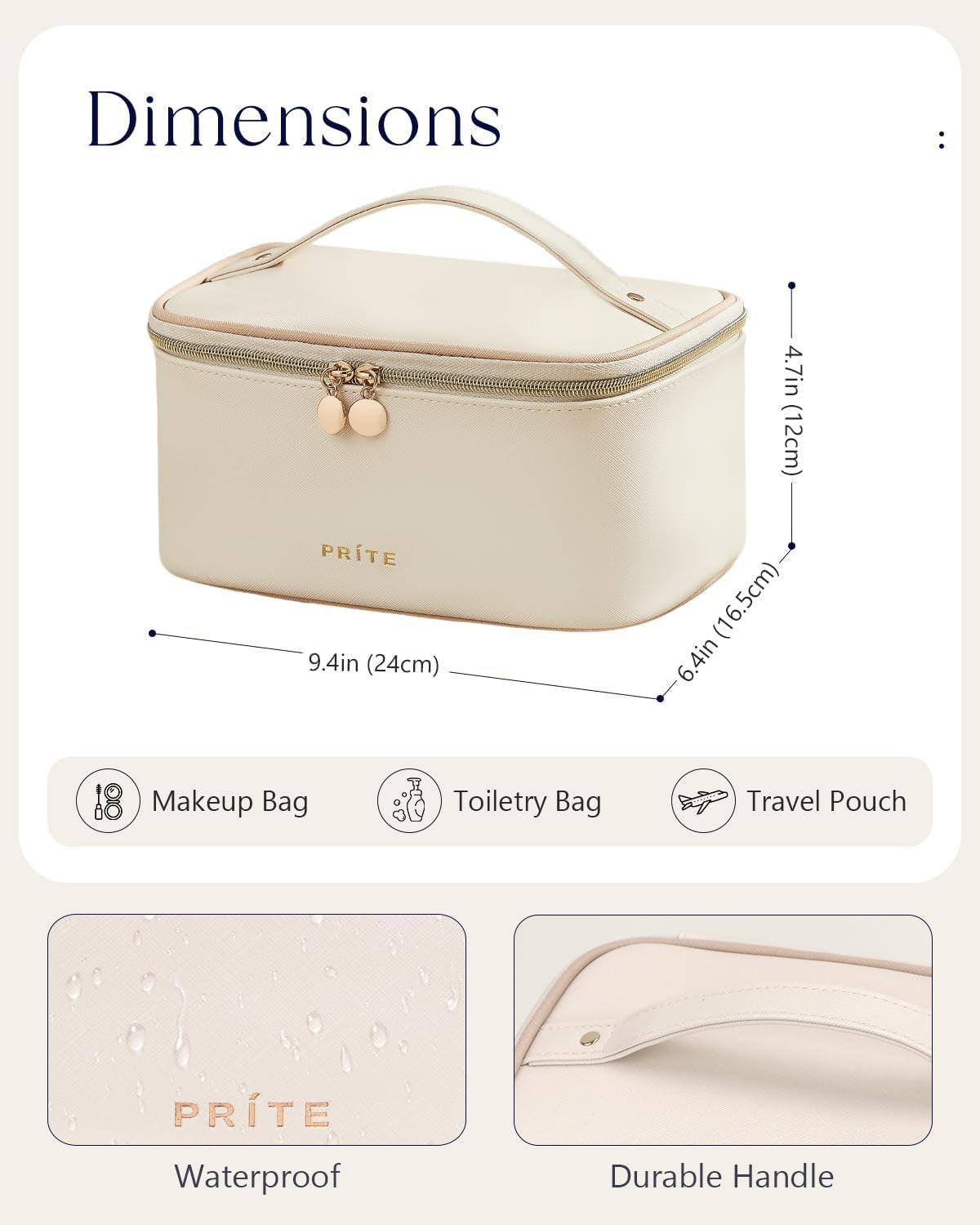 Large Capacity Waterproof Travel Makeup Bag - Portable Cosmetic Organizer