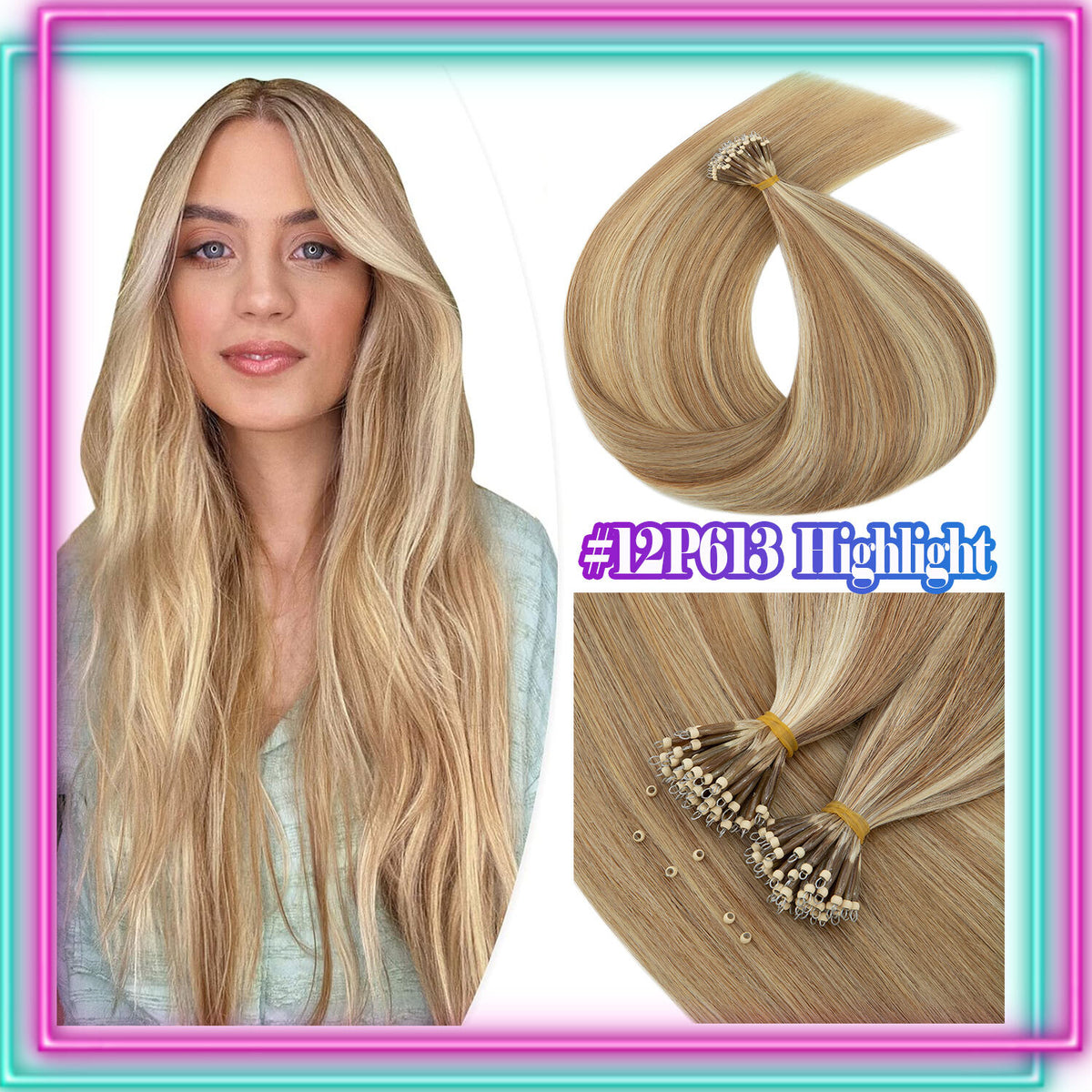 Nano Ring Hair Extensions 100% Human Remy Hair Micro Loop Beads I Tip 300G