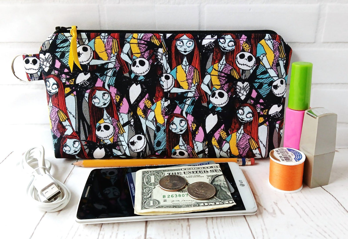 Handmade Nightmare Before Christmas Zipper Pouch - Travel Makeup & Pencil Case