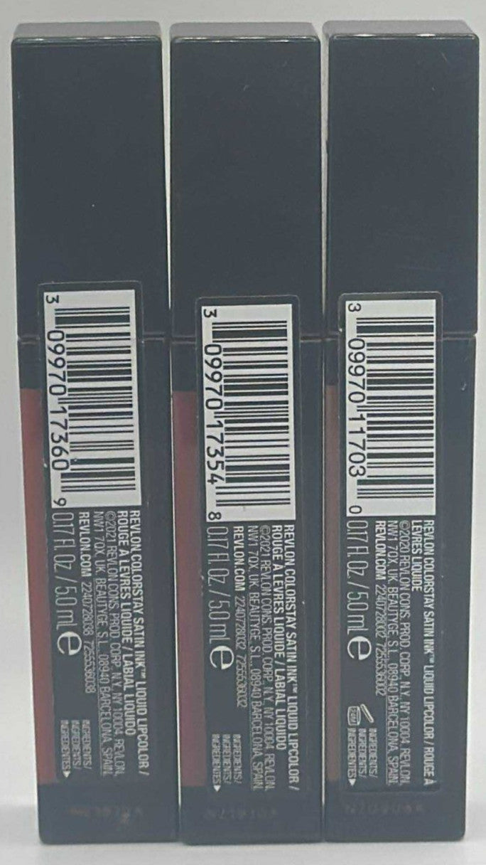 Revlon Colorstay Satin Ink Lipstick - 3 Shades, 0.17 FL OZ Each, Sealed & New